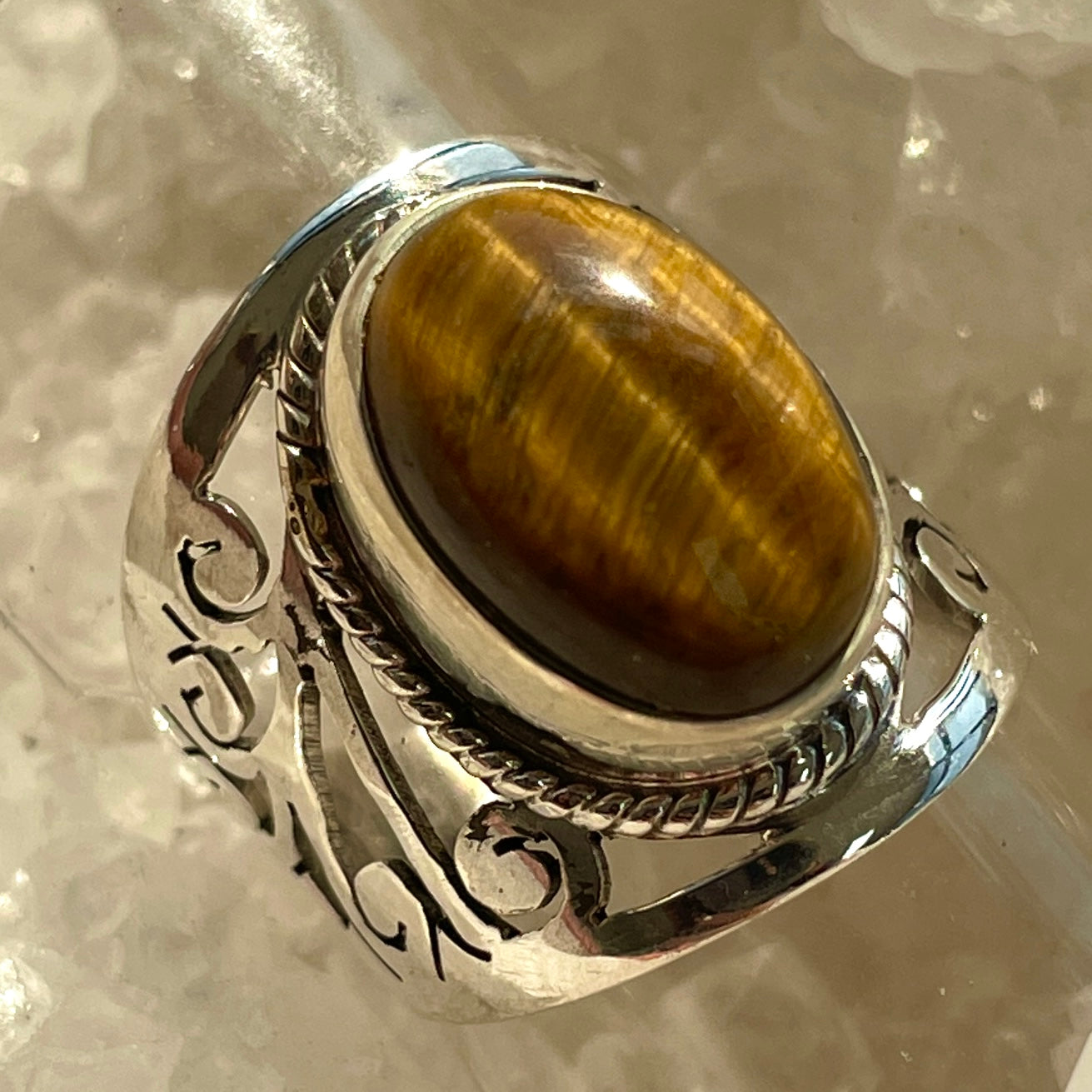 Tigers Eye Sterling Silver Ring - Sz7 TE8 Tigers Eye Sterling Silver Ring - Sz7 TE8
